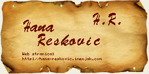 Hana Resković vizit kartica